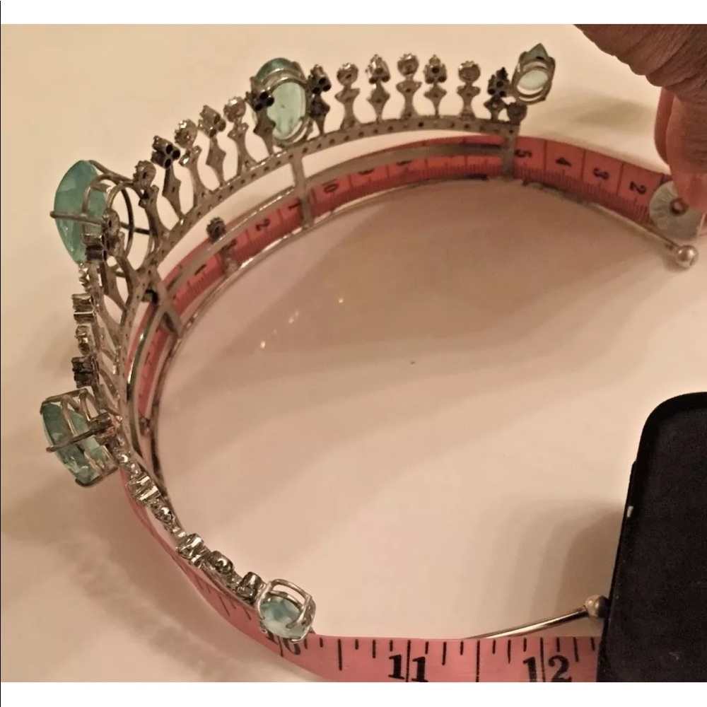 Victorian style 60ct aquamarine diamond SS Tiara - Picture 7 of 8